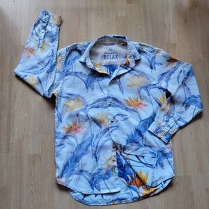 Tommy Bahama Mens 100% Linen Button Down Shirt Long Sleeve Floral  size M